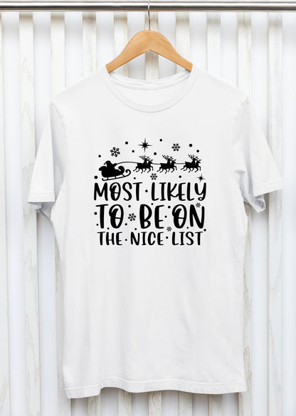 Marškinėliai "Most Likely to be on the nice list"