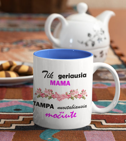 Puodelis "Geriausia mama tampa geriausia močiute"